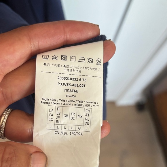 MaxMara Weekend Navy Textured wrap Dress - Picture 3 of 4